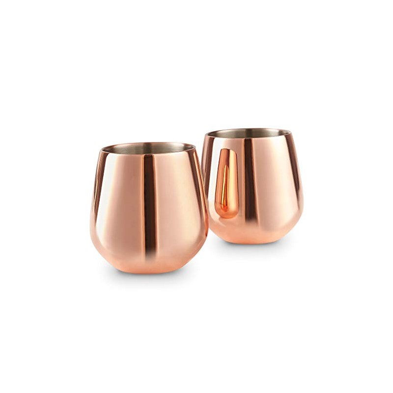 Bar & Vin – 2 x Vinglas Uden Fod - Kobber