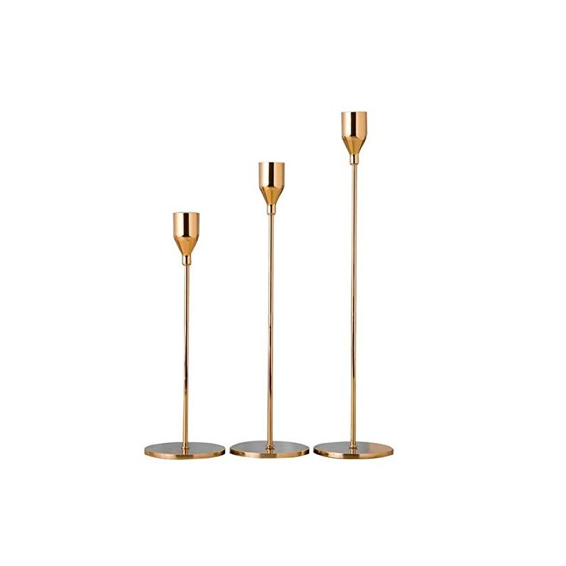 Design Lysestage Sæt – 3 Stk. – Guldbelagt Jern