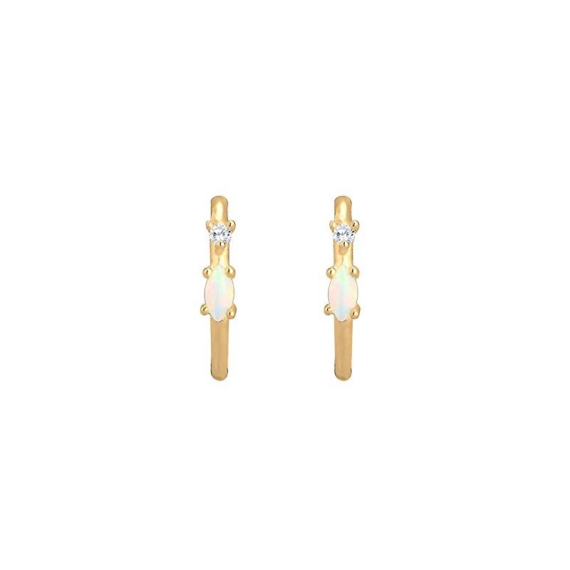 Dame Creol Øreringe – Guldbelagt 925 Sterling Sølv – Opal & Zirkonia Sten