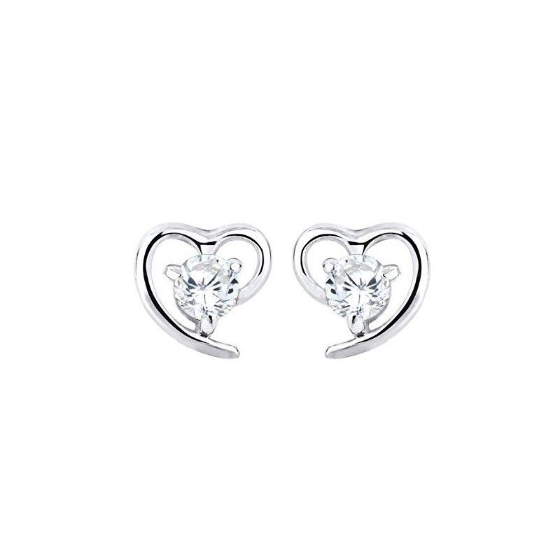 Hjerte Ørestikker – 925 Sterling Sølv – Zirkonia Sten