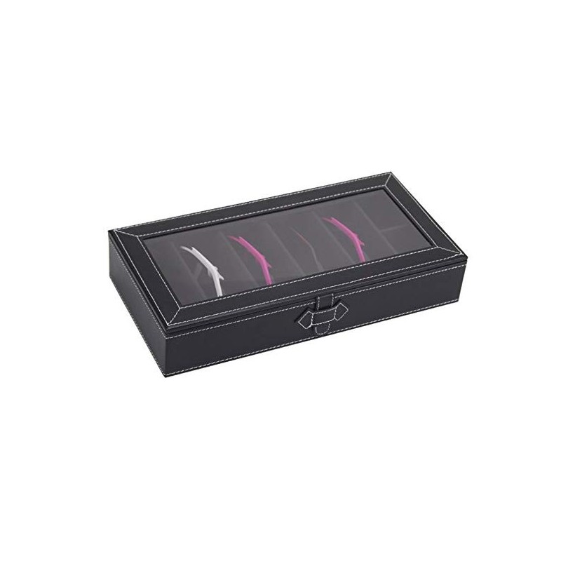 Solbrille + Brille Display & Opbevarings Boks – 5 Rum - Sort