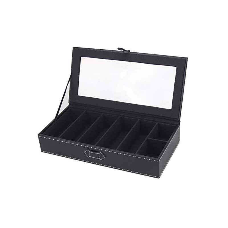 Solbrille + Brille Display & Opbevarings Boks – 5 Rum - Sort
