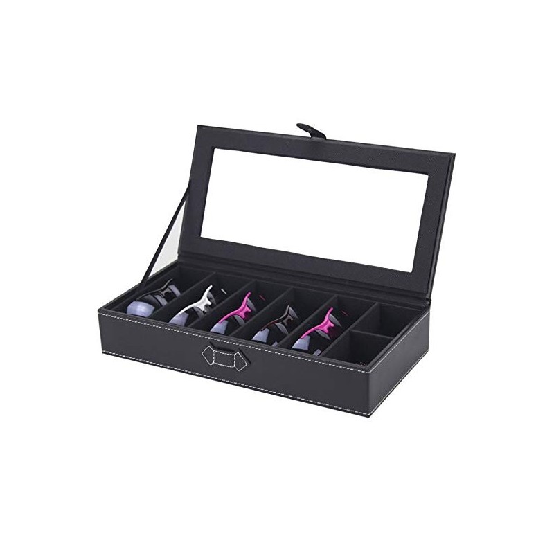 Solbrille + Brille Display & Opbevarings Boks – 5 Rum - Sort