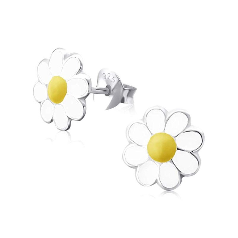 Søde Børne Marguerit Ørestikker – 925 Sterling Sølv – 6 mm.