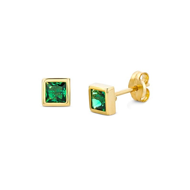 Elegante Smaragd Ørestikker – 9 Karat Guld
