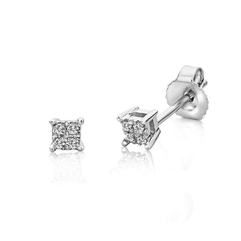 Klassiske Små Diamant Ørestikker – 9 Karat Hvidguld