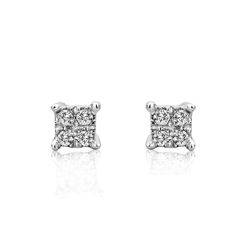 Klassiske Små Diamant Ørestikker – 9 Karat Hvidguld