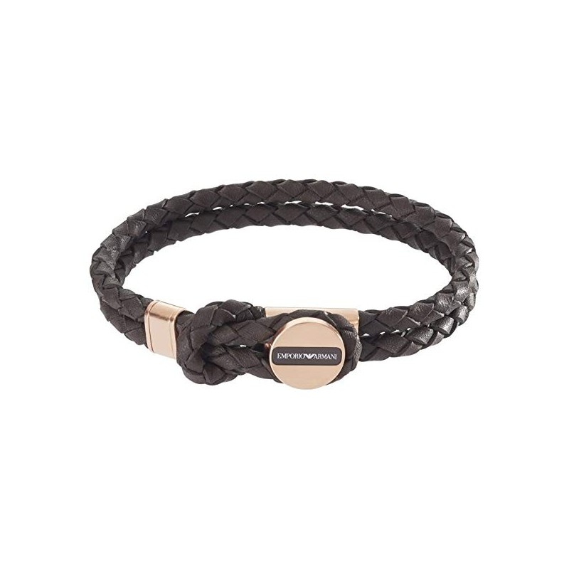 Emporio Armani Herre Armbånd – Stål & Læder – 18,5 cm.