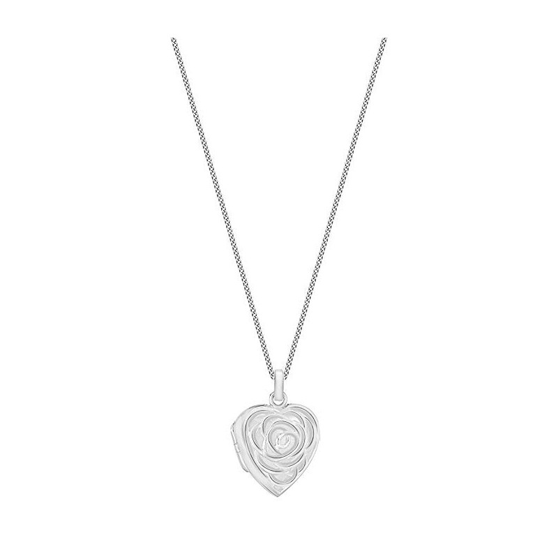 Elegant Hjerte & Blomst halskæde Medaljon -  925 Sterling Sølv