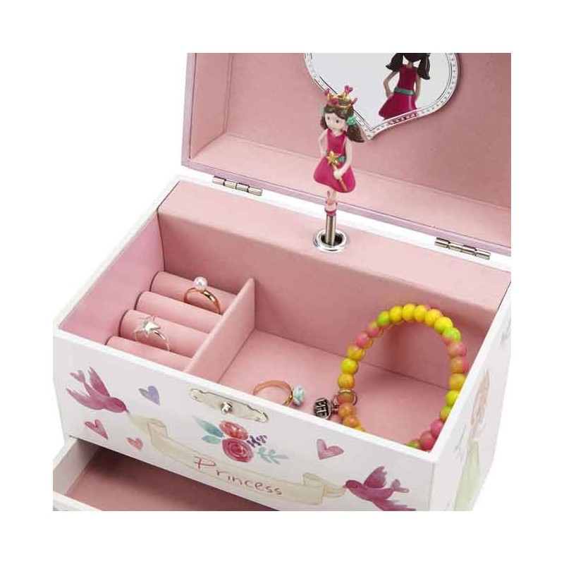 Prinsesse Smykkeskrin & Spilledåse – Hvid/Rosa