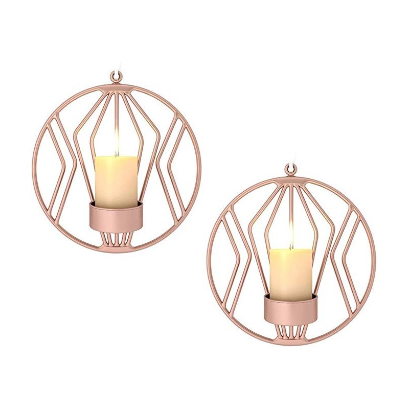 Moderne Væg Lysestager - 2 Stk. - Rosa Guld
