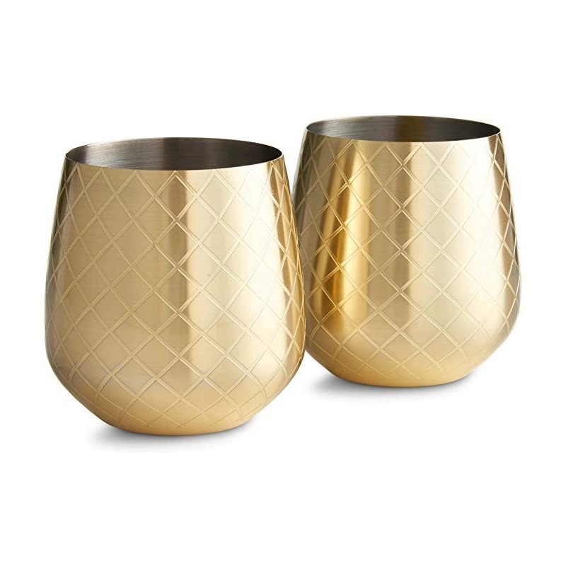Moderne Design Vinglas Inkl. Mønster - 2 Stk.- Guld