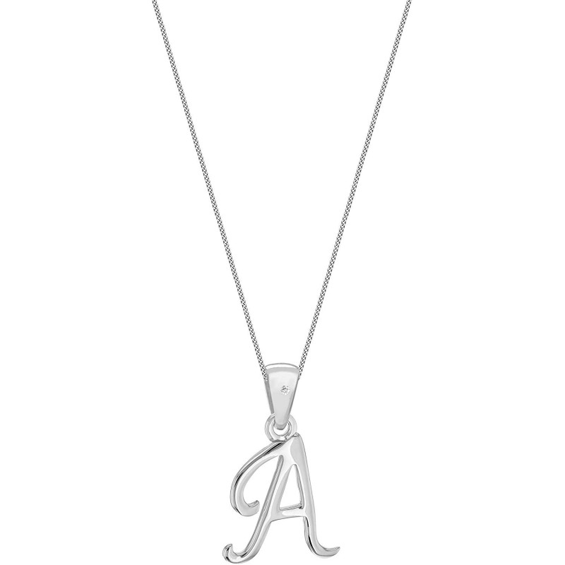 Diamant Bokstav A Halskæde - 925 Sterling Sølv
