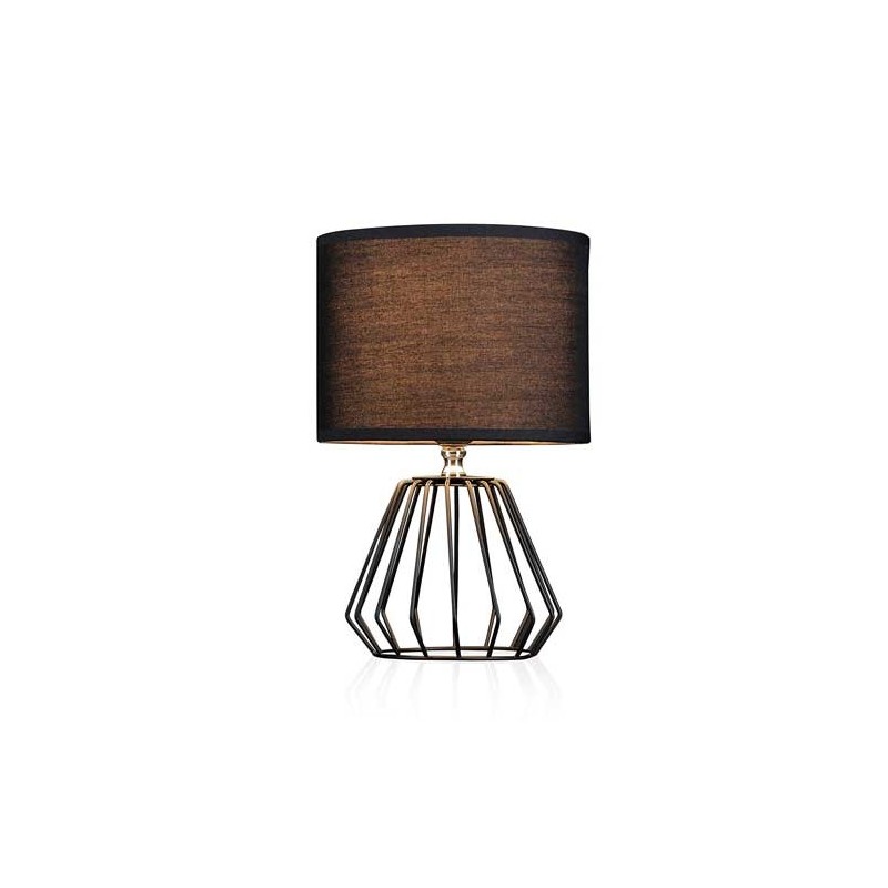 Moderne Shiny Diamond Design Bordlampe Inkl. Stofskærm - Sort