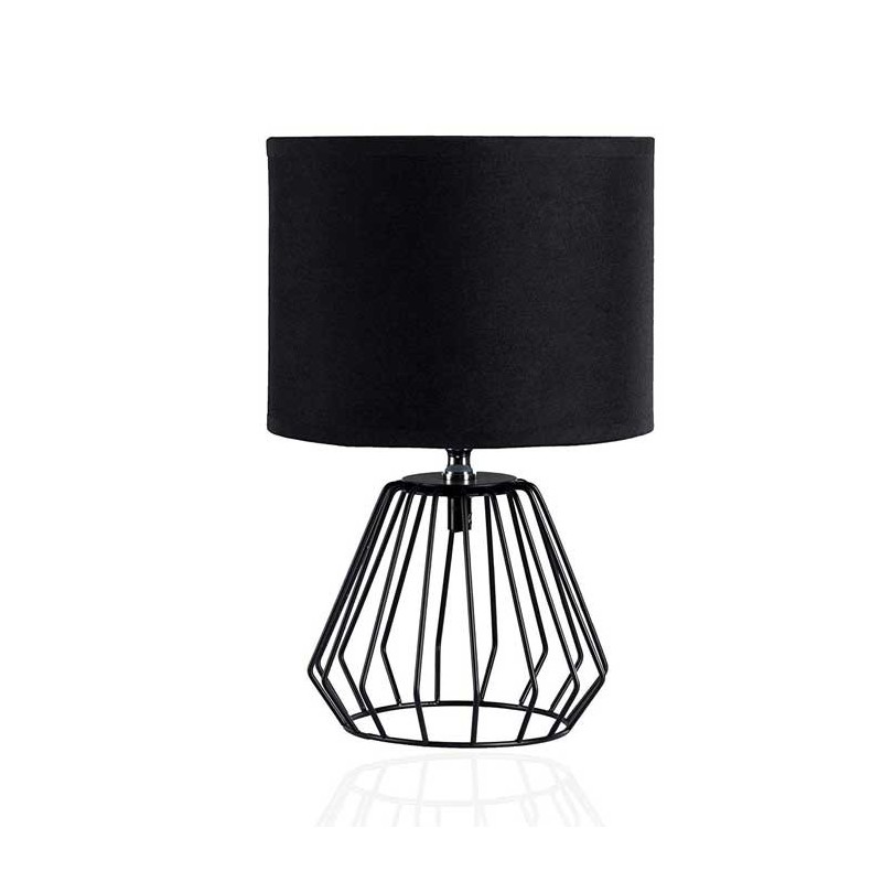 Moderne Shiny Diamond Design Bordlampe Inkl. Stofskærm - Sort
