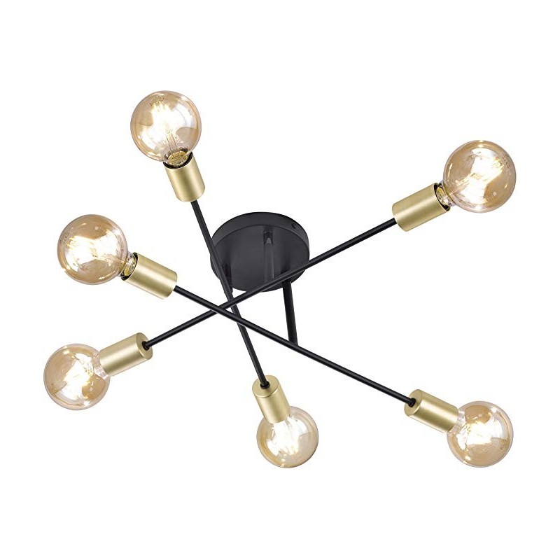 Stilfuld Vintage Design Glødepærer Loftslampe – Guld/Mat Sort